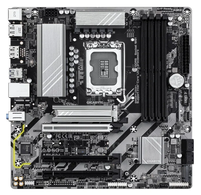 Gigabyte B860M DS3H 1.0 Placa Base Intel B860 Socket LGA 1851 (Core Ultra Series 1/2) mATX con DDR5, PCIe 5.0 x16, LAN 2.5GbE, M.2 NVMe
