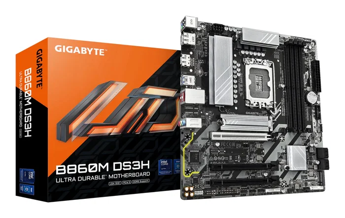 Gigabyte B860M DS3H 1.0 Placa Base Intel B860 Socket LGA 1851 (Core Ultra Series 1/2) mATX con DDR5, PCIe 5.0 x16, LAN 2.5GbE, M.2 NVMe