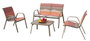 DKD Home Decor Sunset26 - Sofá Terraza y Jardín Set de 4 Piezas, Apilable, Multicolor y Verde Jade, Acero/Poliéster/Cristal, 112x71x85 cm