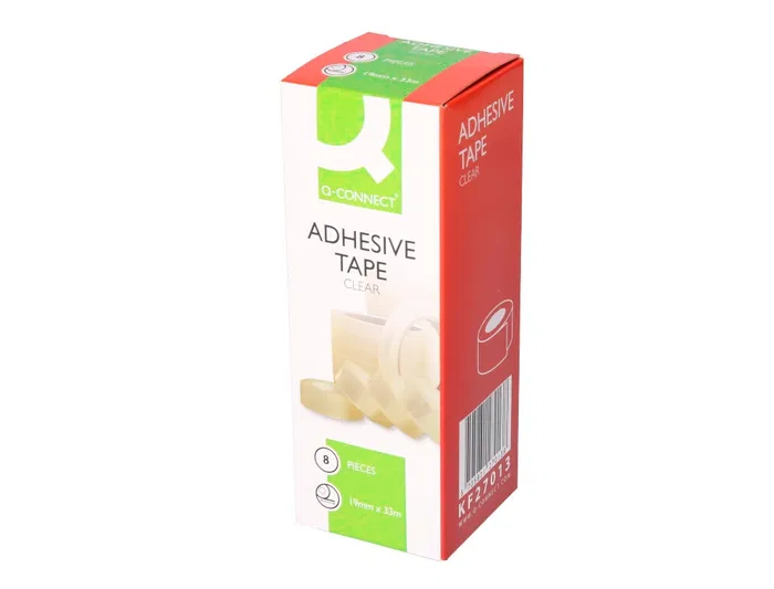Q-connect Cinta Adhesiva Transparente 33 m x 19 mm, Resistente y Fácil de Cortar para Embalaje y Sujeción Inmediata de Materiales Ligeros Q-connect Cinta Adhesiva Transparente 33 m x 19 mm, Resistente y Fácil de Cortar para Embalaje y Sujeción Inmediata de Materiales Ligeros