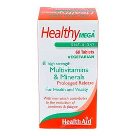 Health Aid Healthy Mega 60 Comprimidos | Complemento Alimenticio Multivitamínico con Vitaminas, Minerales y Plantas para un Aporte Nutricional Completo