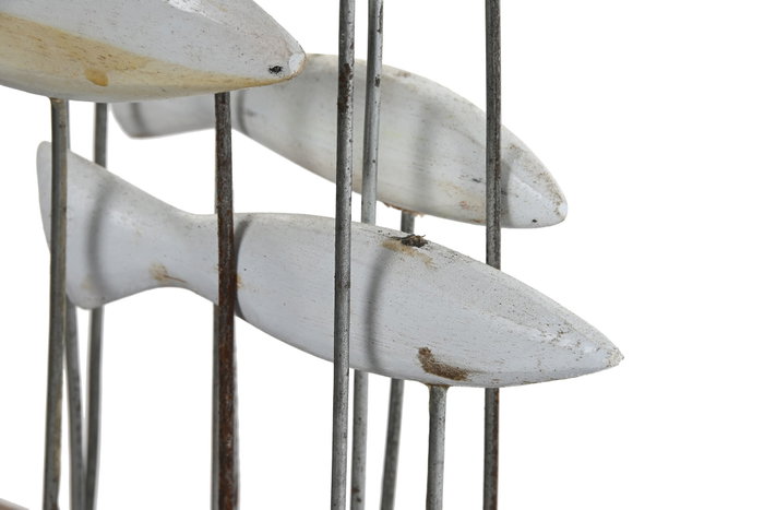 DKD Home Decor Decoración de Madera y Metal con Peces Blanco y Marrón 45x45x100 cm DKD Home Decor Decoración de Madera y Metal con Peces Blanco y Marrón 45x45x100 cm