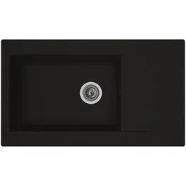 Stradour Fregadero de Cocina Empotrado Einna, Resina, 1 Recipiente Grande + 1 Escurridor, Negro, 86 x 50 cm