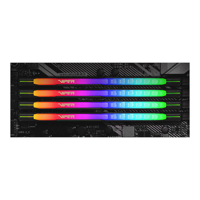 Patriot PVSR432G320C8K Memoria RAM DDR4 de 32 GB (2x16 GB) 3200 MHz CL18 Viper Steel RGB Dual-Kit para PC/Servidor Intel XMP 2.0