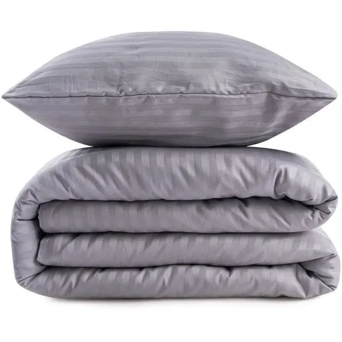 Juego de Cama con Funda Nórdica 220x240 cm y Fundas de Almohada 60x60 cm - 80% Algodón 20% Poliéster - Gris ASI8683342999427