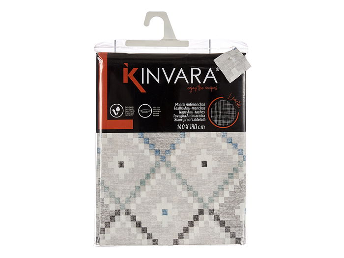 Kinvara Mantel Antimanchas Loneta 140x180 cm Rombos Azul (Set de 6)