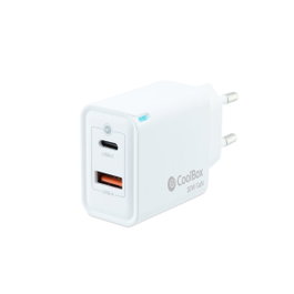 Coolbox Cargador de Pared y Viaje 30W GaN USB-C y USB-A Blanco