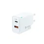 CoolBox COO-CUP-30CA Cargador GaN Dual USB-C (PD) 30W y USB-A (Quick Charge 3.0) para Pared/Viaje, Compacto, Blanco