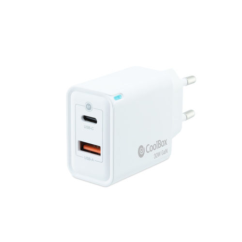 COOLBOX COO-CUP-30CA Cargador USB Pared 30W USB-C/USB-A QC3.0 Blanco COOLBOX COO-CUP-30CA Cargador USB Pared 30W USB-C/USB-A QC3.0 Blanco