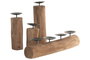 DKD Home Decor Portavelas de Teca Reciclada y Hierro Marrón