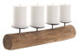 DKD Home Decor Portavelas de Teca Reciclada y Hierro Marrón