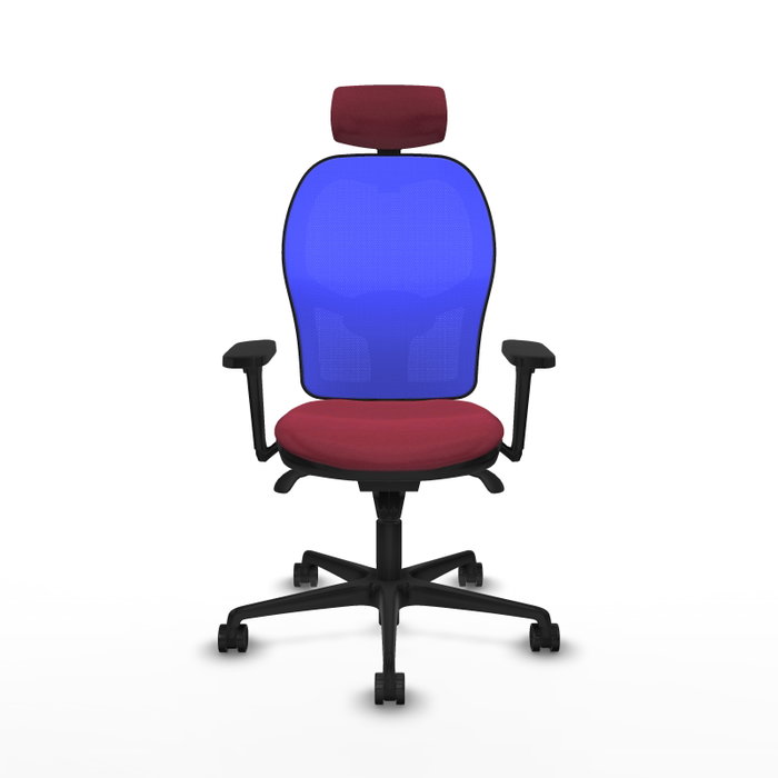 PIQUERAS Y CRESPO Silla de oficina Jorquera con mecanismo sincro, Tela Granate y Malla Azul