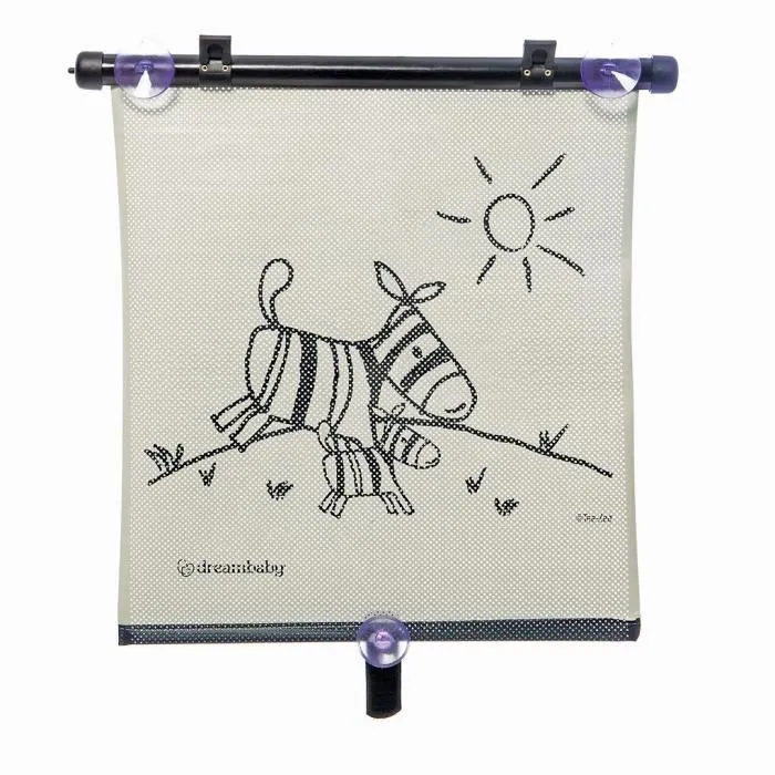 Dreambaby DRE9312742402389 Estor Enrollable para Ventana de Coche Doble Cara Estampado Cebra y Tigre Ajustable 2 Unidades