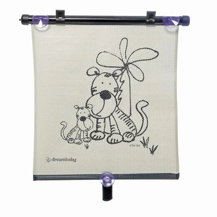 Dreambaby DRE9312742402389 Estor Enrollable para Ventana de Coche Doble Cara Estampado Cebra y Tigre Ajustable 2 Unidades