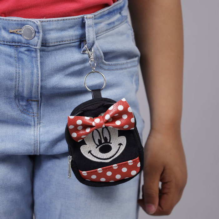 Disney Llavero Mini mochila Minnie Mouse 3D con cremallera y llavero de langosta