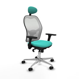 PIQUERAS Y CRESPO Silla de oficina Jorquera con mecanismo Sincro, Turquesa y Blanco