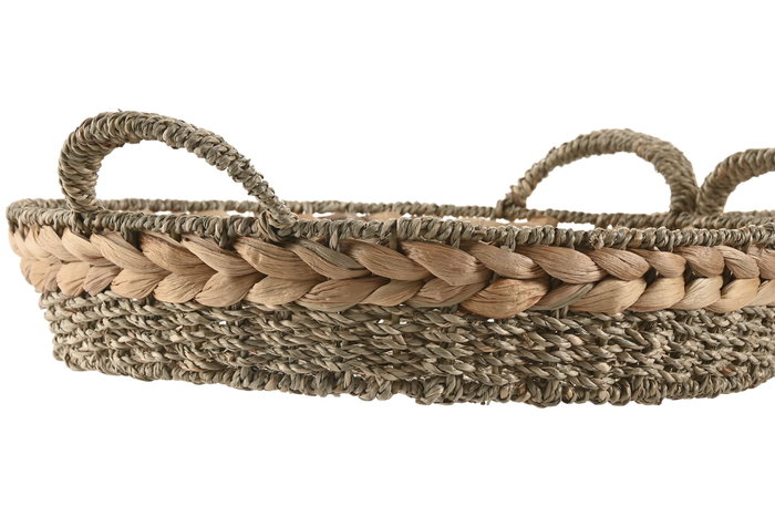 DKD Home Decor Set de 2 Bandejas de Decoración Seagrass 40x40x12 cm
