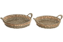 DKD Home Decor Set de 2 Bandejas de Decoración Seagrass 40x40x12 cm