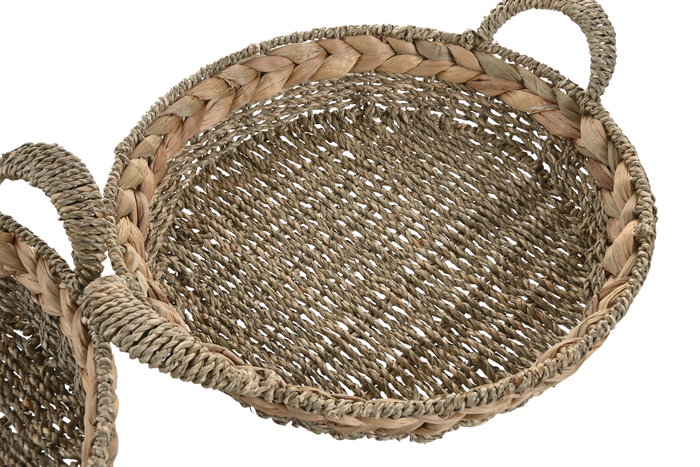 DKD Home Decor Set de 2 Bandejas de Decoración Seagrass 40x40x12 cm