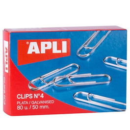 Apli Clips Plateados Nº 4 - 50 mm Caja De 80 - 10 Cajas