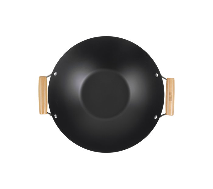 Inde Sartén Wok con 2 Asas de Madera, 35 cm (6 Unidades)