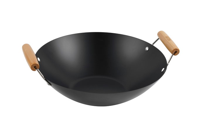 Inde Sartén Wok con 2 Asas de Madera, 35 cm (6 Unidades)