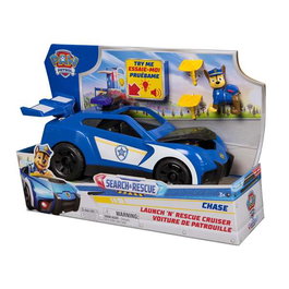 Spin Master Paw Patrol - Vehículo de Lanzamiento y Rescate con Luces y Sonidos, Incluye Figura de Chase, 25 x 38 x 13.6 cm, Juguete