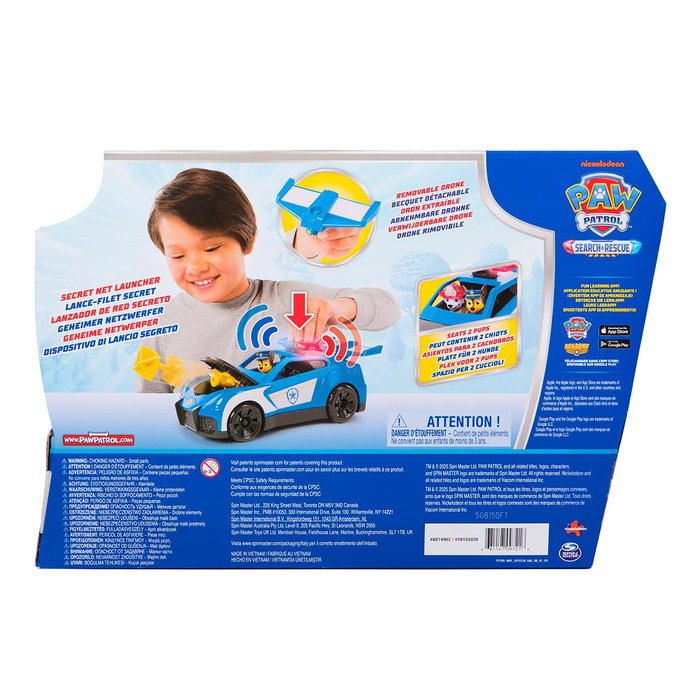 Spin Master Paw Patrol Coche Policía Chase Search y Rescue 6074962 - Lanzacohetes y Dron, Juguete +3 Años