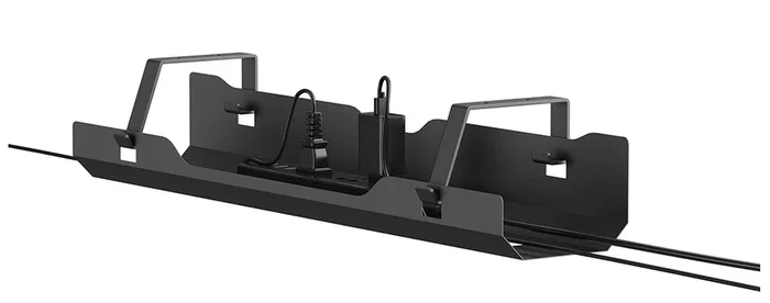 Neomounts ADS07-(122BL) - Bandeja organizadora de cables para escritorio en acero negro - Fijación con tornillos