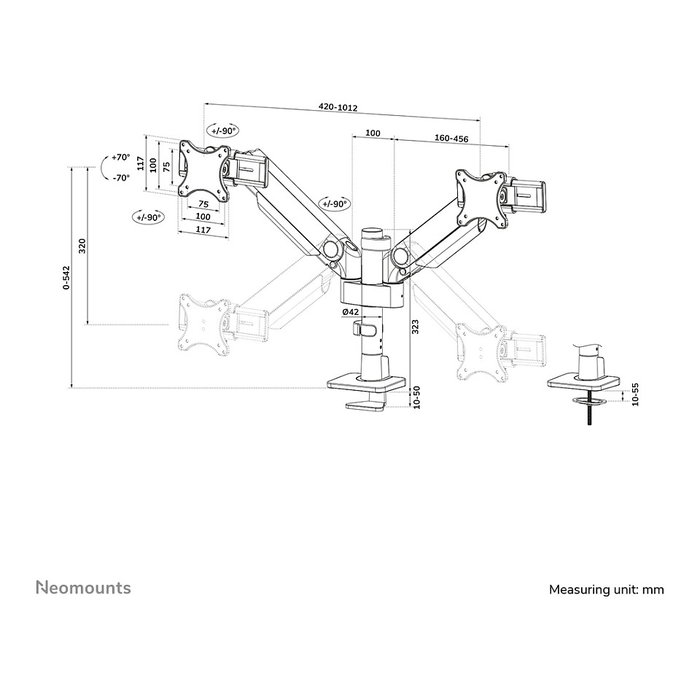 Neomounts DS65S-950BL2 Soporte para 2 Monitores 24-34 Pulgadas
