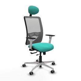 PIQUERAS Y CRESPO Silla de oficina Zulema con mecanismo Sincro/Traslack Turquesa y Gris