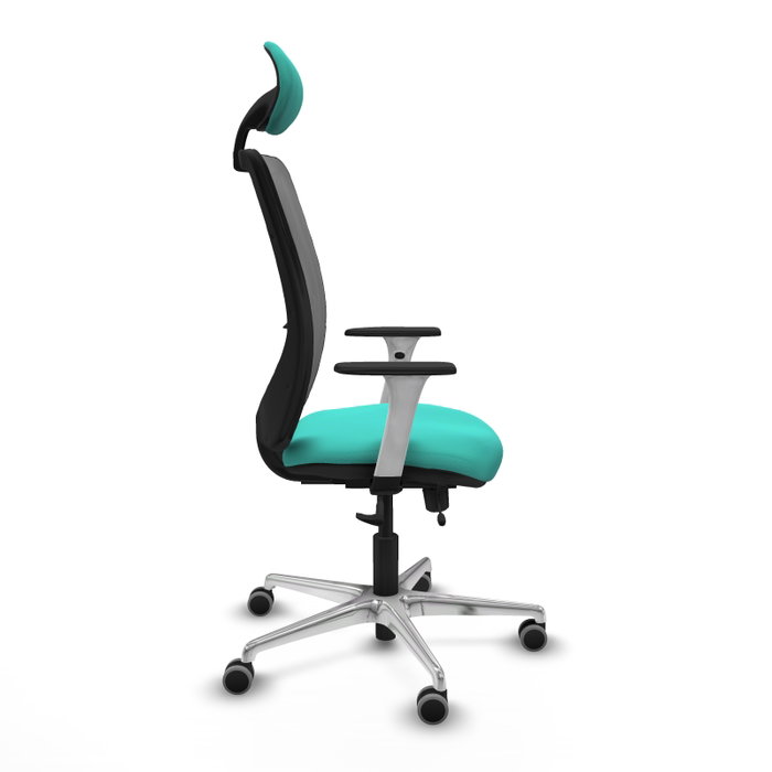 PIQUERAS Y CRESPO Silla de oficina Zulema con mecanismo Sincro/Traslack Turquesa y Gris
