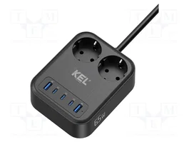 KEL Prolongador de alimentación H05VV-F 3G1,5mm2 2m Negro