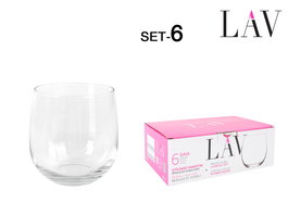 LAV Set 6 Vasos Gaia 415 cc, Diámetro 7.5 cm, Altura 9.2 cm (8 Cajas)