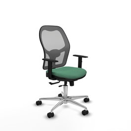 PIQUERAS Y CRESPO Silla de oficina Jorquera con mecanismo Sincro/Traslack, Verde esmeralda y Gris
