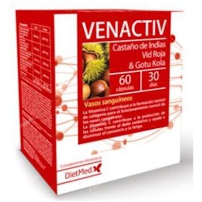 DIETMED Venactiv 60 Cápsulas - Ayuda Piernas Cansadas, Vasos Sanguíneos y Formación de Colágeno con Vitamina C DIETMED Venactiv 60 Cápsulas - Ayuda Piernas Cansadas, Vasos Sanguíneos y Formación de Colágeno con Vitamina C