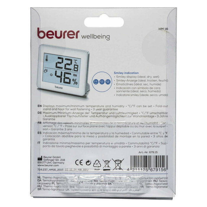 Beurer Hygrometer HM 16 - Higrómetro Digital para Control de Humedad en Interiores