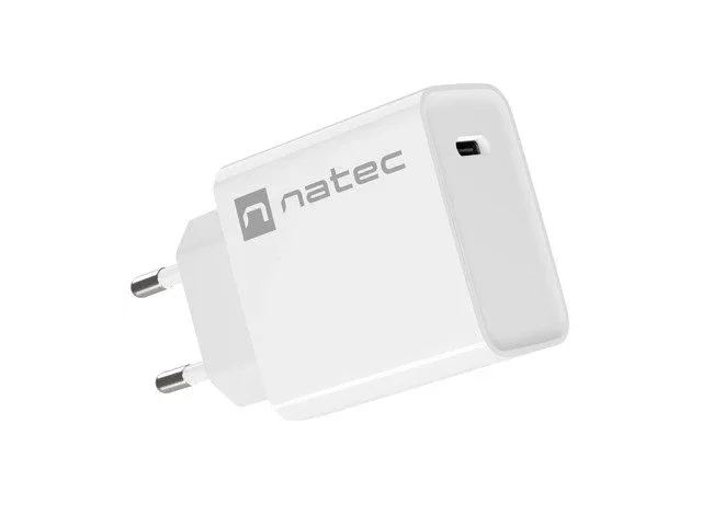 Natec RIBERA Cargador USB-C 20W PD con Quick Charge 3.0 Carga Rápida Universal Interruptor para Interior Color Blanco