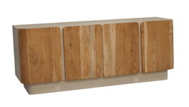 DKD Home Decor Mueble TV Scandi white Natural Blanco 140 x 55 x 40 cm