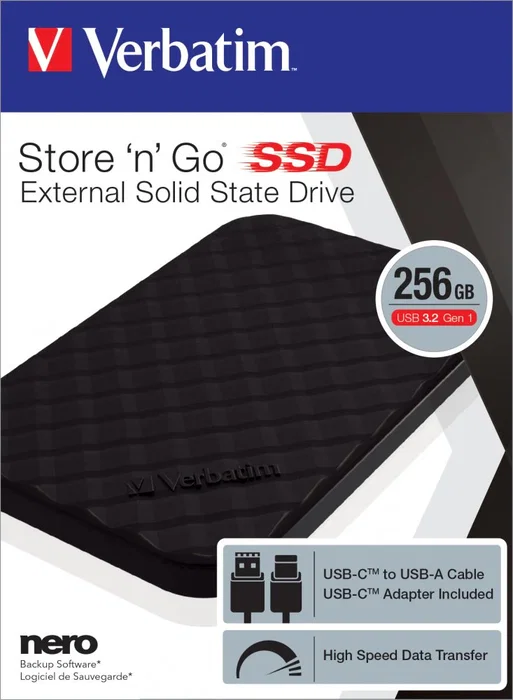 Verbatim Store 'n' Go SSD Externo Portátil 256 GB USB-C USB 3.2 Gen 1 Negro
