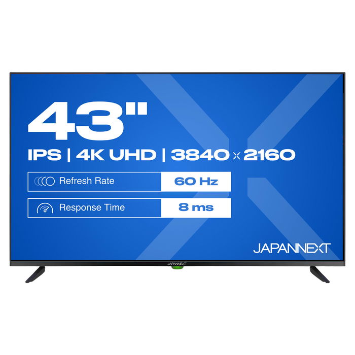 JAPANNEXT JN-IPS430UHD60F - Monitor 43" IPS 4K UHD (3840x2160), 60Hz, 8ms, HDR, HDMI 2.0, USB, WLAN, Altavoces, Negro, VESA 200x200