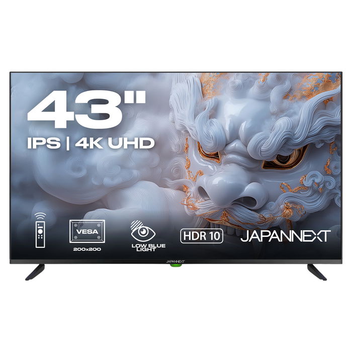 JAPANNEXT JN-IPS430UHD60F - Monitor 43" IPS 4K UHD (3840x2160), 60Hz, 8ms, HDR, HDMI 2.0, USB, WLAN, Altavoces, Negro, VESA 200x200