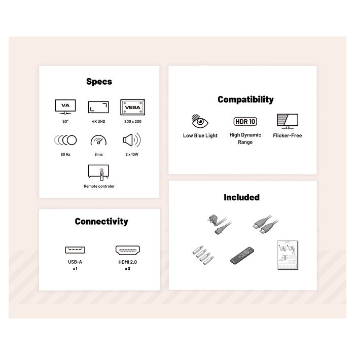 JAPANNEXT JN-IPS430UHD60F - Monitor 43" IPS 4K UHD (3840x2160), 60Hz, 8ms, HDR, HDMI 2.0, USB, WLAN, Altavoces, Negro, VESA 200x200