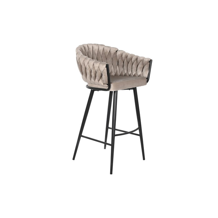 DKD Home Decor Taburete de Poliéster y Metal Beige y Negro
