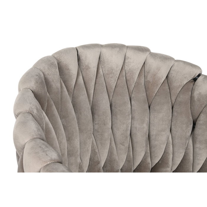 DKD Home Decor Taburete de Poliéster y Metal Beige y Negro