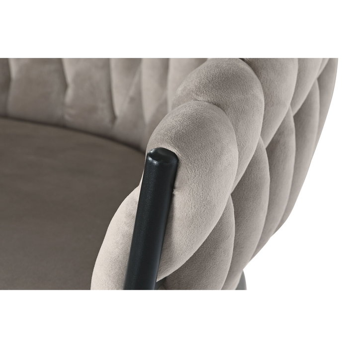 DKD Home Decor Taburete de Poliéster y Metal Beige y Negro