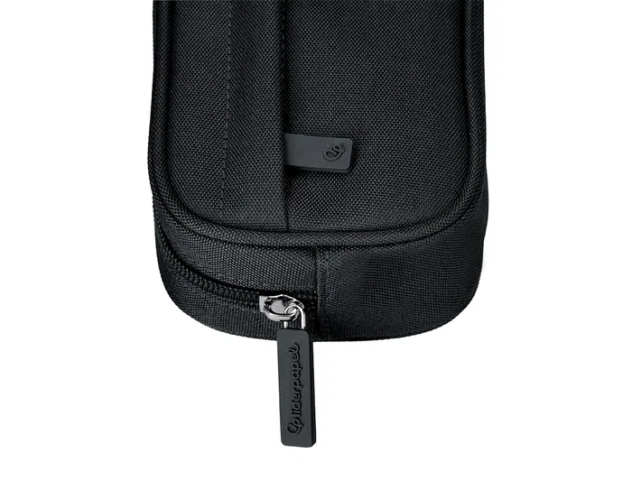 Liderpapel Estuche Portatodo Classic Ovalado Negro, 2 Cremalleras con Bolsillo Delantero, 210x90mm