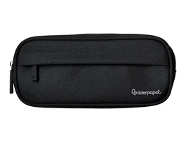 Liderpapel Estuche Portatodo Classic Ovalado Negro, 2 Cremalleras con Bolsillo Delantero, 210x90mm
