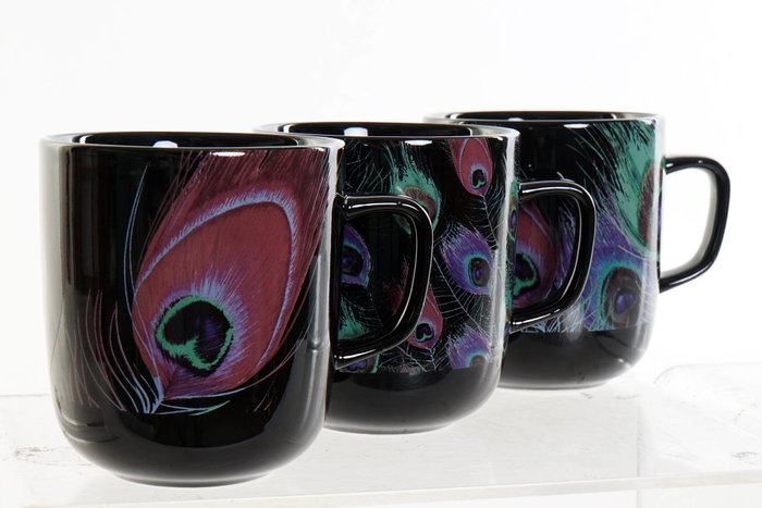 DKD Home Decor Tazas de Porcelana Peacock Surtidas 380ml