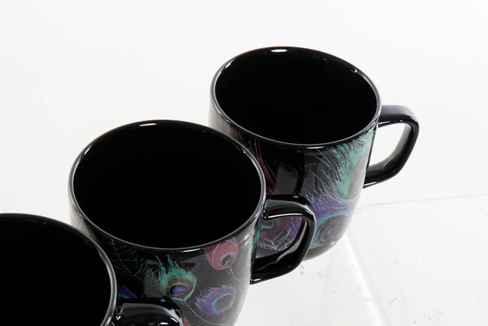DKD Home Decor Tazas de Porcelana Peacock Surtidas 380ml